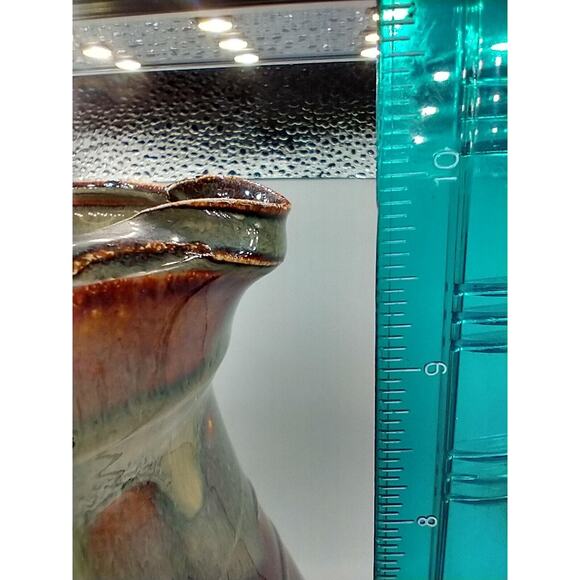 Pottery Pitcher With Applied Handle Green Brown Stamped/Signed Unknown VTG Flaw - Picture 11 of 11